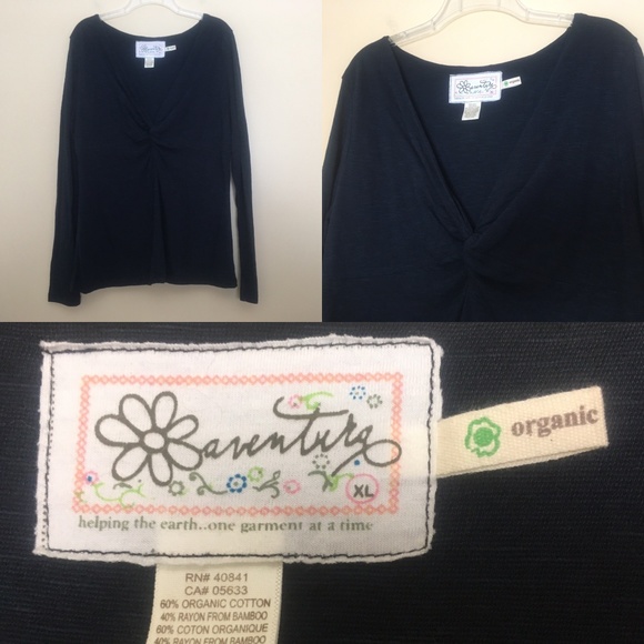 Aventura Tops - Aventura Organic Cotton Knit V-neck Knot Shirt Top